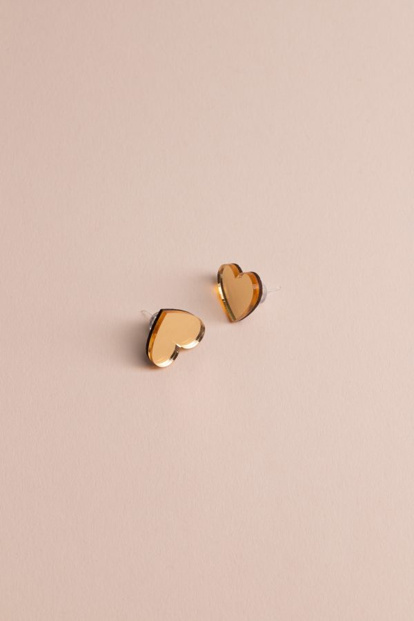Обеци на щифт Golden Hearts