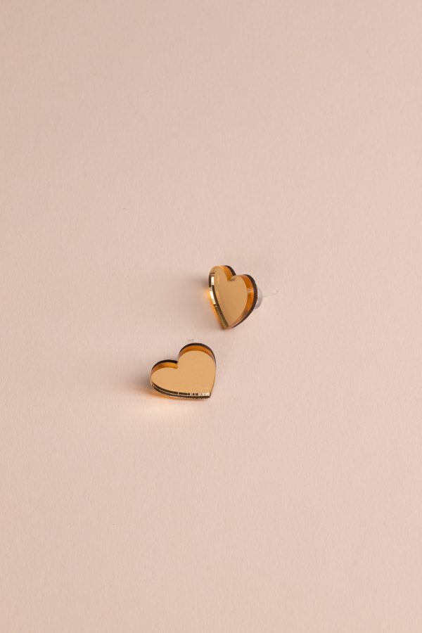 Обеци на щифт Golden Hearts