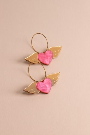 ergi-earrings-heart-with-wings-pink-gold Обеци Winged Hearts (Pink-Gold)