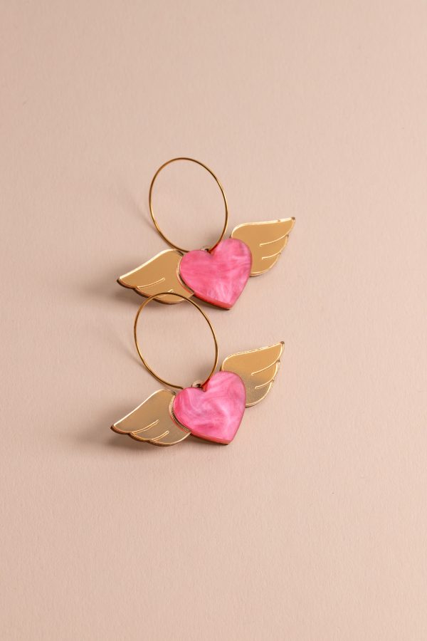 ergi-earrings-heart-with-wings-pink-gold Обеци Winged Hearts (Pink-Gold)