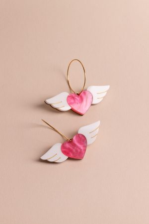 ergi-earrings-heart-with-wings-purple-white Обеци Winged Hearts (Pink-White)