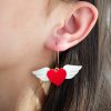 Обеци Winged Hearts (Red-White)