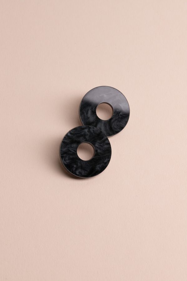 Обеци Donut Black Marble