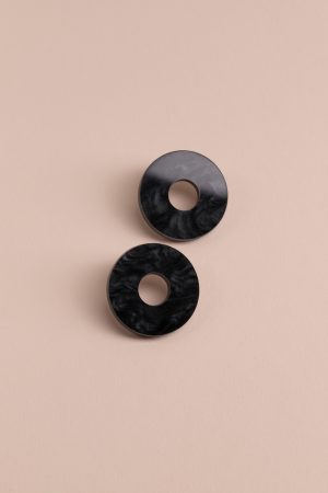 Обеци Donut Black Marble