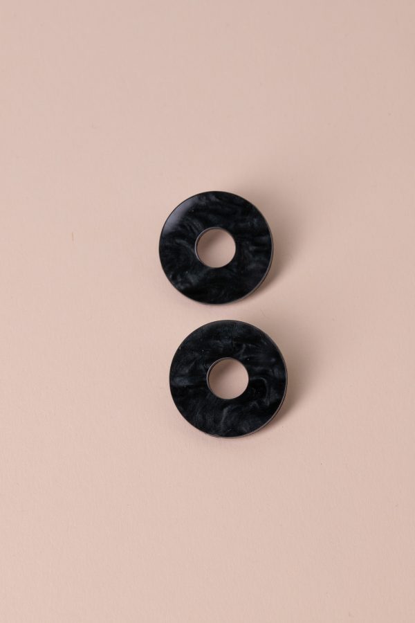 Обеци Donut Black Marble