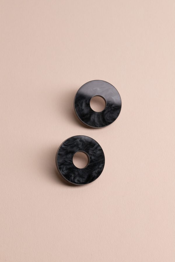 Обеци Donut Black Marble