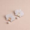 Обеци на щифт с висулка Orchids White Marble and Gold