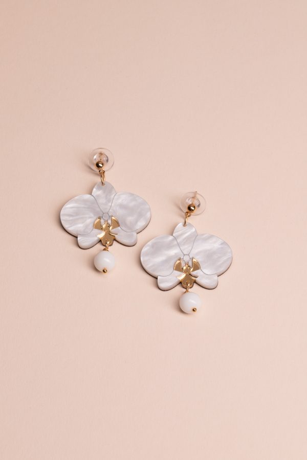 ergi-earrings-orchids-white-marble-gold-dangle Обеци Orchids White Marble and Gold