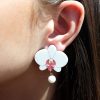 Обеци на щифт с висулка Orchids White and Pink