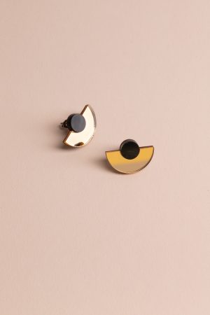 ergi-earrings-parabola-gold-black Обеци Parabola Gold Mirror & Black Marble