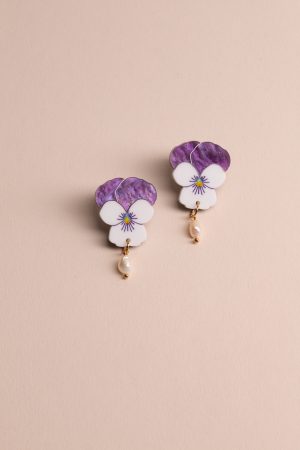 Обеци Violets White (Middle)