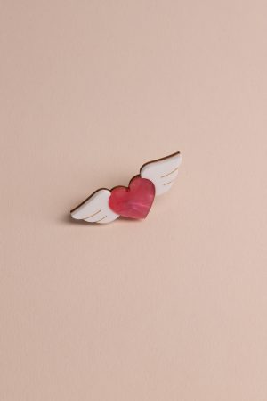 Брошка Winged Heart (Pink-White)
