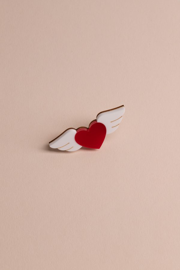 Брошка Winged Heart (Red-White)