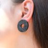 Обеци Donut Black Marble
