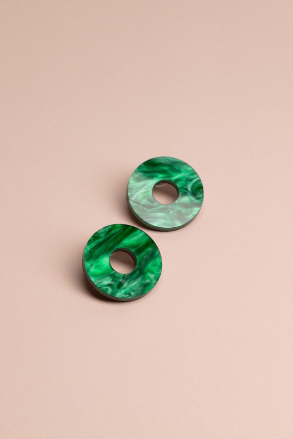 Обеци Donut Green Marble