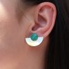 Обеци Parabola Gold Mirror & Green Marble