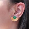 Обеци Parabola Gold Mirror & Green Marble