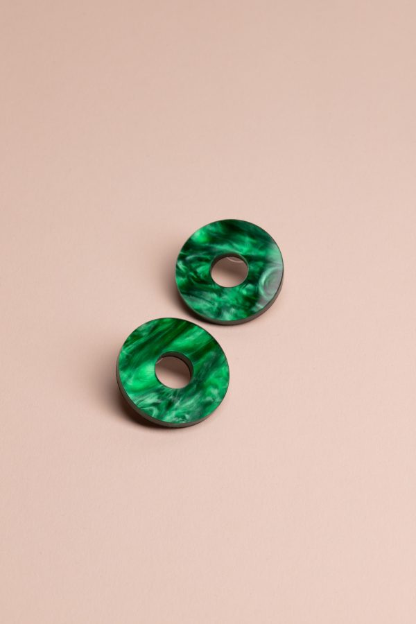Обеци Donut Green Marble