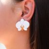Обеци на щифт Orchids White and Gold