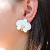 Обеци на щифт Orchids White Marble and Gold