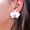 Обеци на щифт Orchids White and Pink