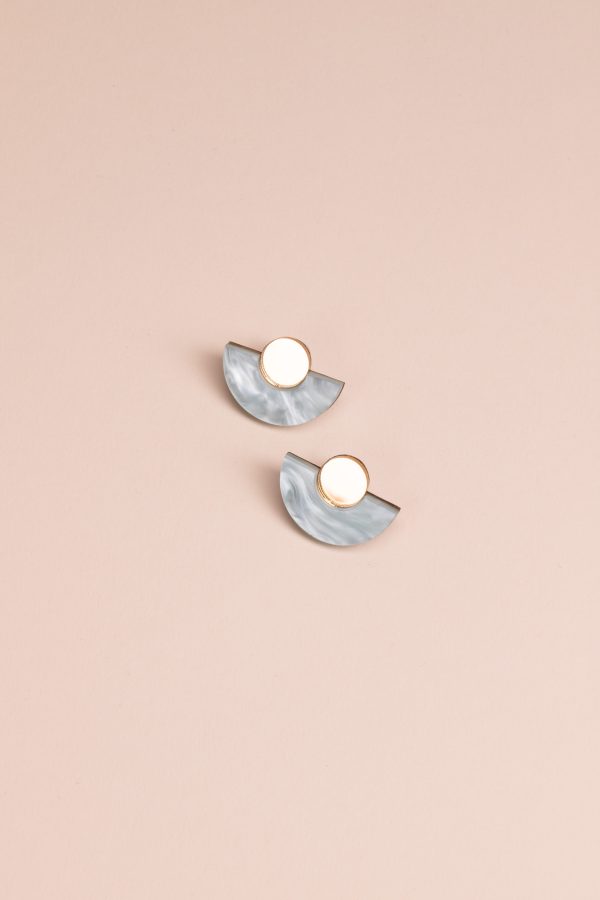 Обеци Parabola Pale Blue Marble & Gold Mirror