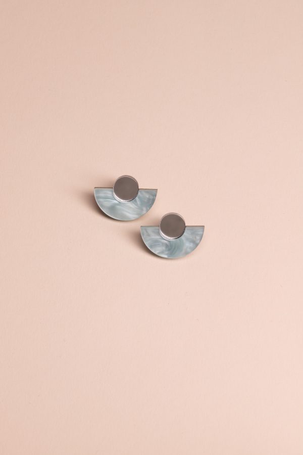 Обеци Parabola Pale Blue Marble & Silver Mirror