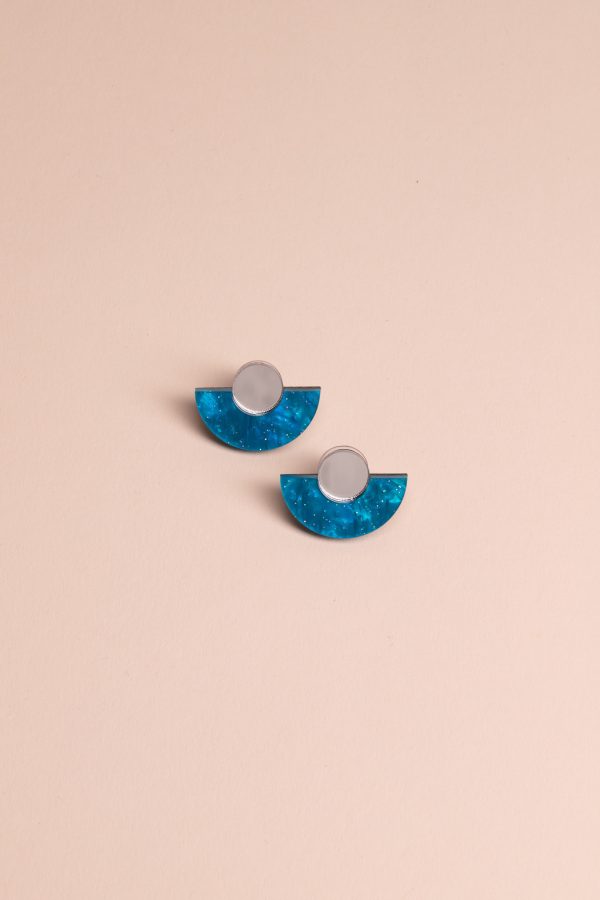 Обеци Parabola Blue Marble & Silver Mirror