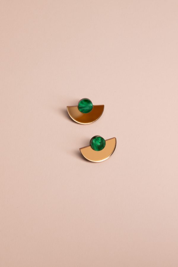ergi-earrings-parabola-gold-green-1 Обеци Parabola Gold Mirror & Green Marble