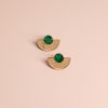 Обеци Parabola Gold Mirror & Green Marble