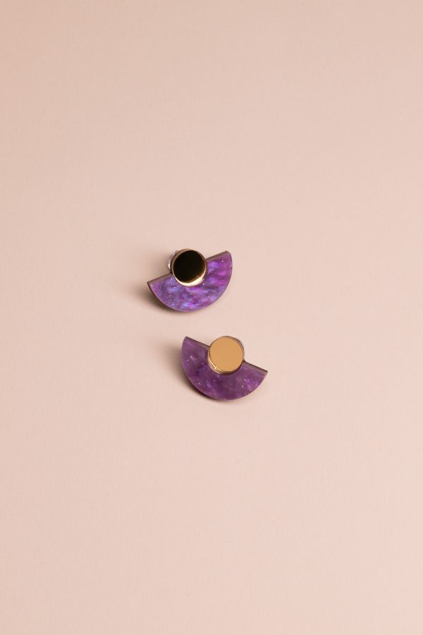 Обеци Parabola Purple Marble & Gold Mirror