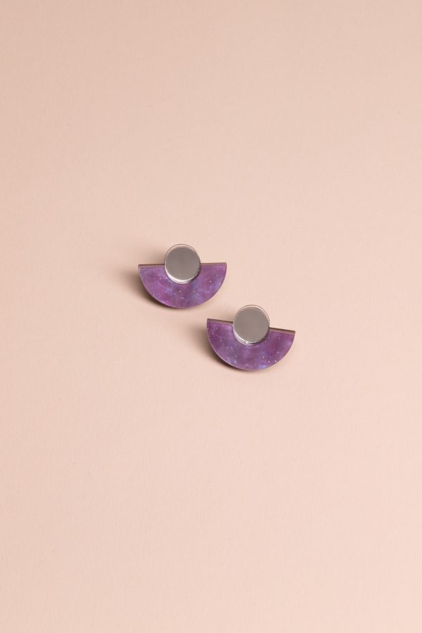 ergi-earrings-parabola-purple-silver-1 Обеци Parabola Purple Marble & Silver Mirror