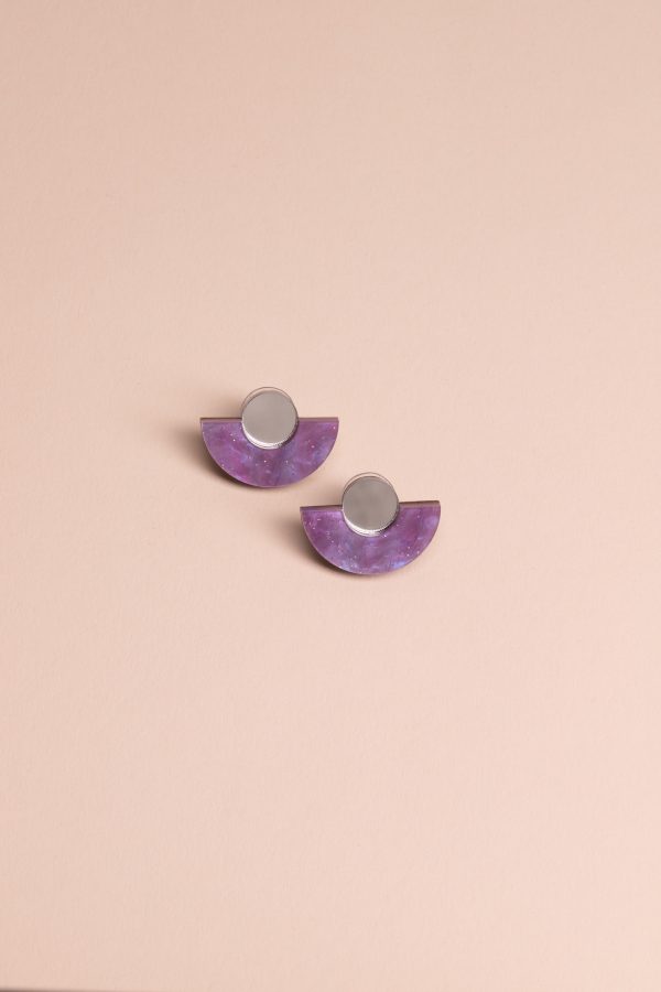 ergi-earrings-parabola-purple-silver Обеци Parabola Purple Marble & Silver Mirror