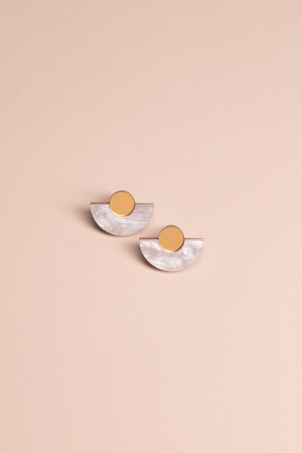 Обеци Parabola White Marble & Gold Mirror