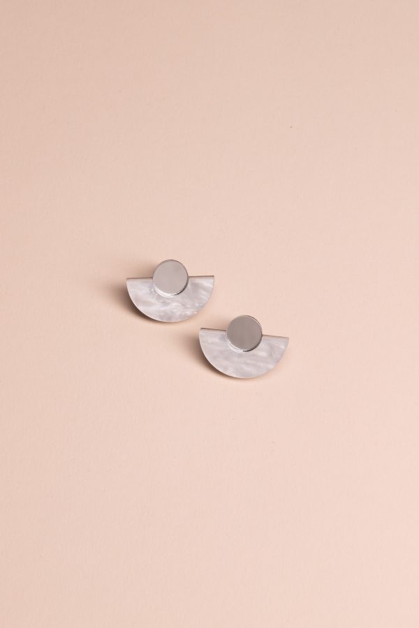 Обеци Parabola White Marble & Silver Mirror