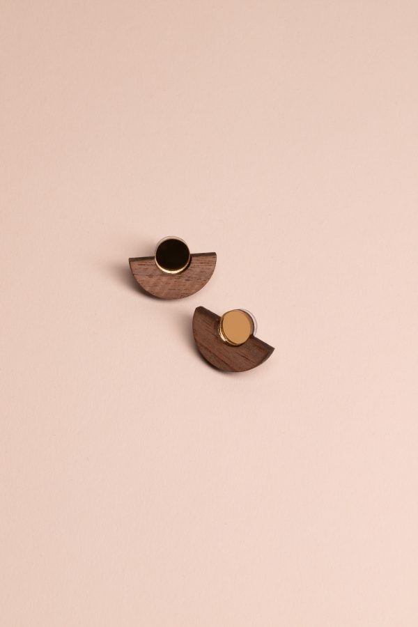 Обеци Parabola Wood & Gold