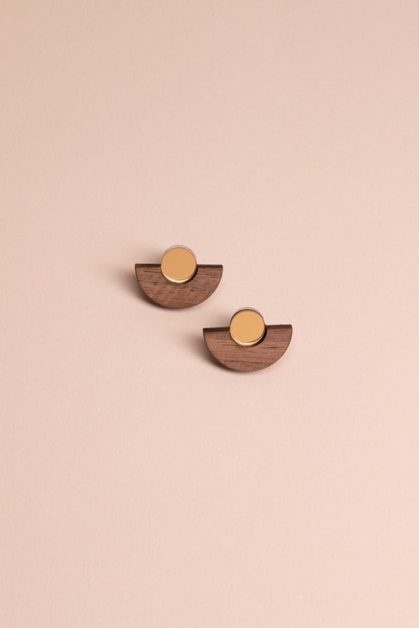 Обеци Parabola Wood & Gold
