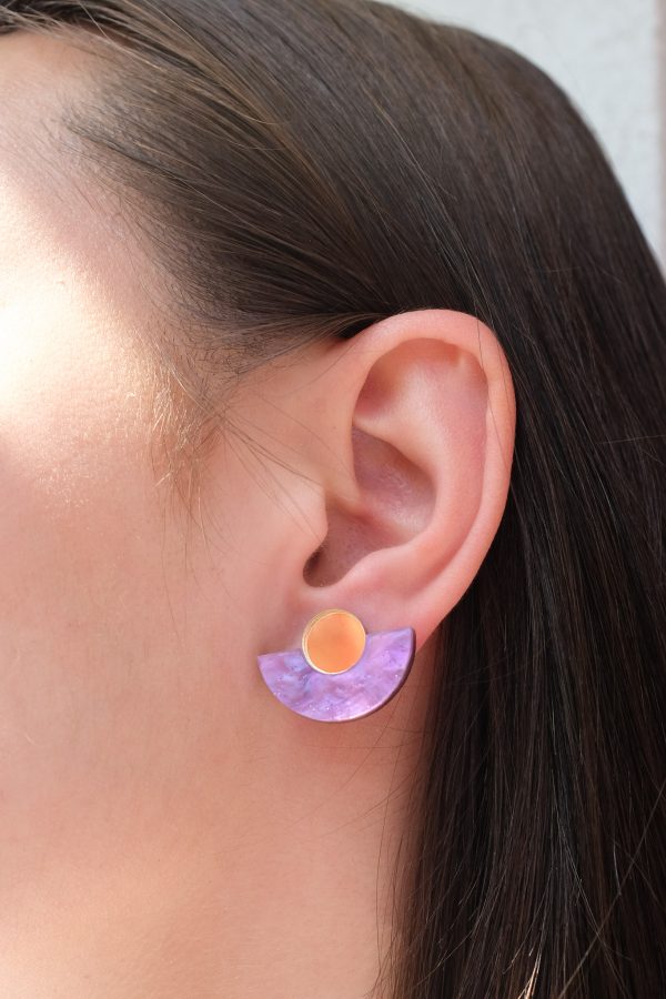 Обеци Parabola Purple Marble & Gold Mirror
