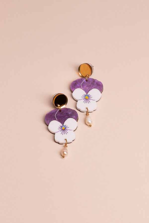 Обеци Violets White (Big)